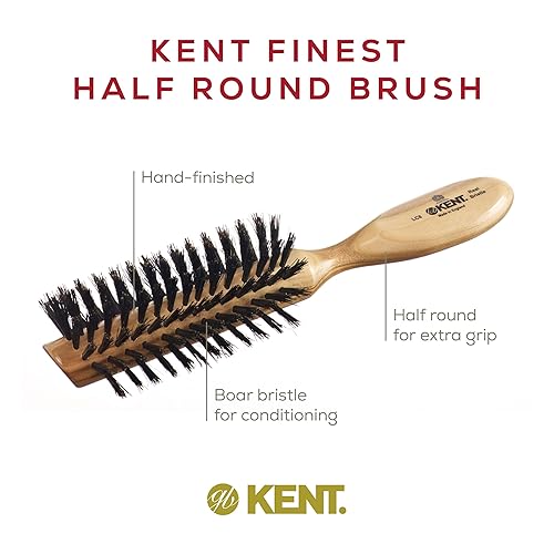 Miniatura 4 de Kent LC8 Cepillos de pelo medio radiales para mujer, cepillo de pelo rizado y peinado hecho de madera de cerezo, cepillo de cerdas de jabalí natural