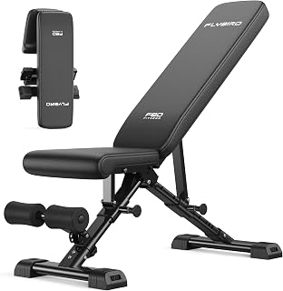 FLYBIRD WB5 800lbs Adjustable Weight Bench: Foldable FID Home Gym Bench, 30in Backrest, 144 Positions