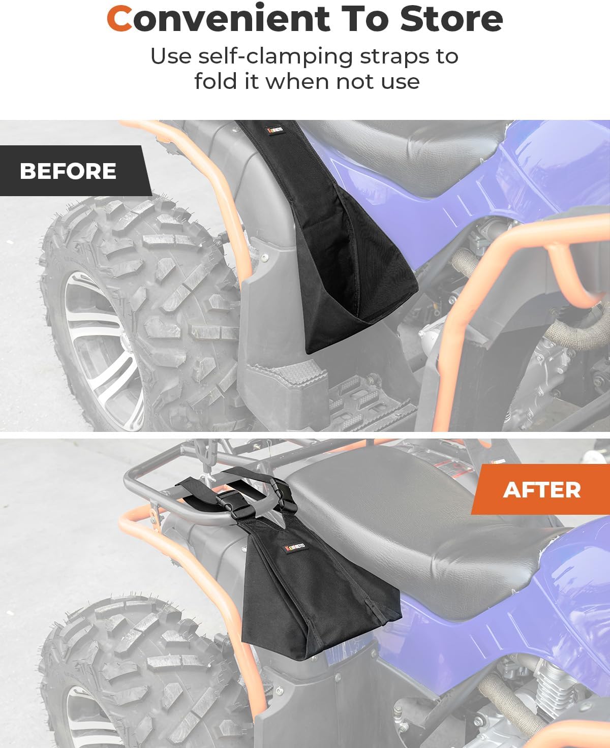 KEMIMOTO ATV Rear Passenger Foot Pegs Universal Adjustable Foldable Wear-resistant Foot Rest Made of 600D Oxford Compatible With Polaris Sportsman Kawasaki Arctic Cat 2 Pcs