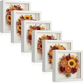 Tuanse 6 Pieces Shadow Box Picture Frame Square Shadow Boxes Display Cas...