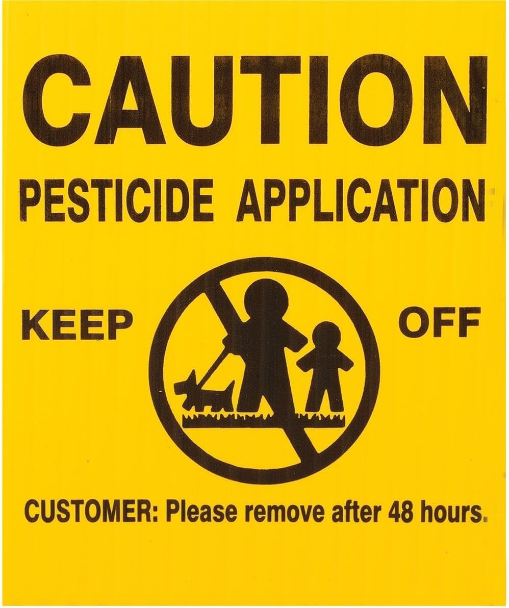 Gemplers Caution Pesticide Application Signs with 16” PVC Stakes – 25 Pack