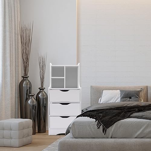 Miniatura 3 de DYRABREST Mini mesita de noche de 12 pulgadas de ancho x 15 pulgadas de largo x 33 pulgadas de alto, organizador de armario de almacenamiento con 3