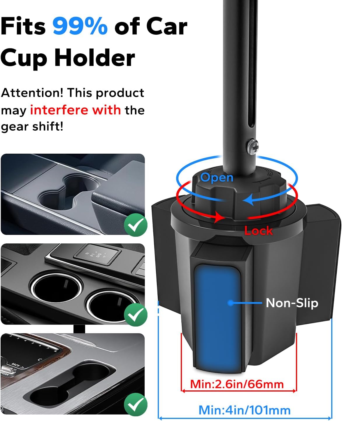 GDZN Metal Cup Holder Tablet Mount for Car Cupholders 2.6"-4" in Diameter, Adjustable iPad Clamp for 4.7"-15.6" Tablets, Heavy-Duty Aluminum Arm, 360° Rotation & Anti-Slip Cars Pickups Trucks SUVs
