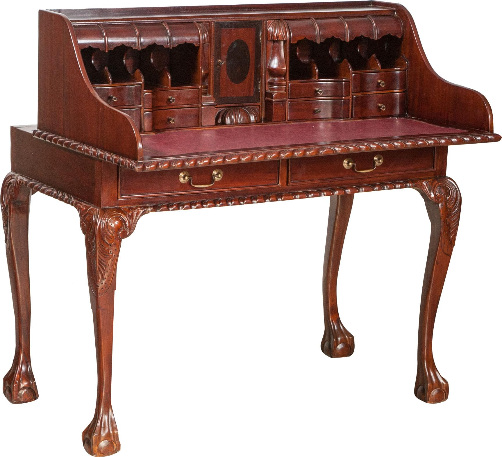 Biscottini Scrittoio in legno e pelle vintage 103x64x105 cm - Scrivania con cassetti - Scrittoio antico in legno - Scrivanie classiche per studio e camera da letto - Tavolo da lavoro per Computer
