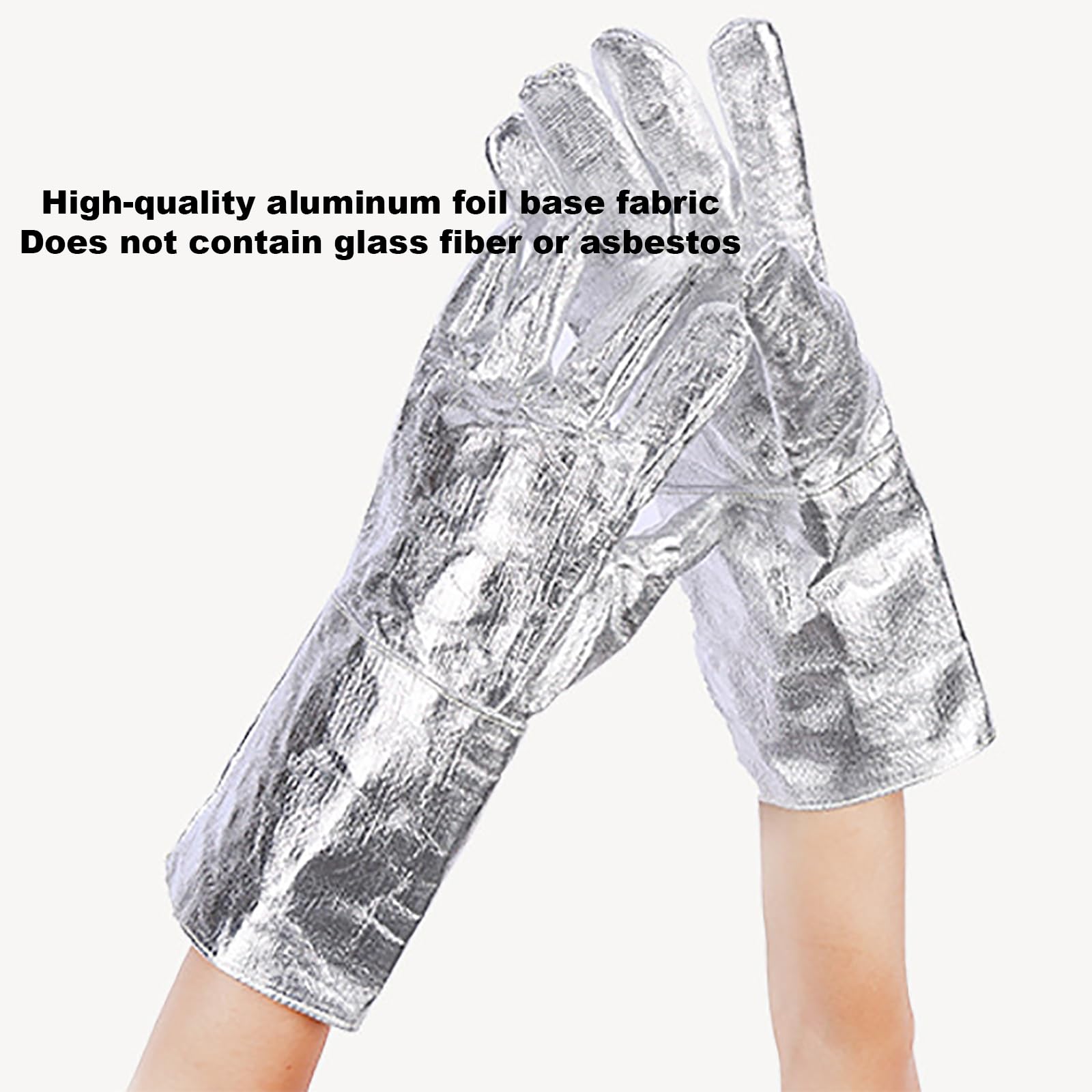 2 pares de guantes aluminizados de alta temperatura, resistentes a temperaturas de 500 ℃, resistentes al calor, para soldar, de seguridad, para acería, fundición, chimeneas, barbacoas y jardinería