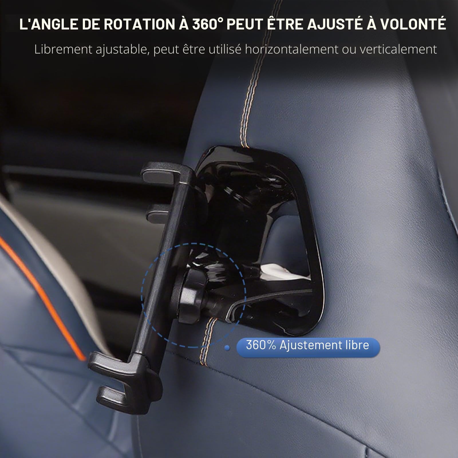 KUNGKIC Support de tablette de voiture pour BYD Seal U 2023-2025 - Support de téléphone portable extensible universel - Rotation à 360° - Support d'appui-tête