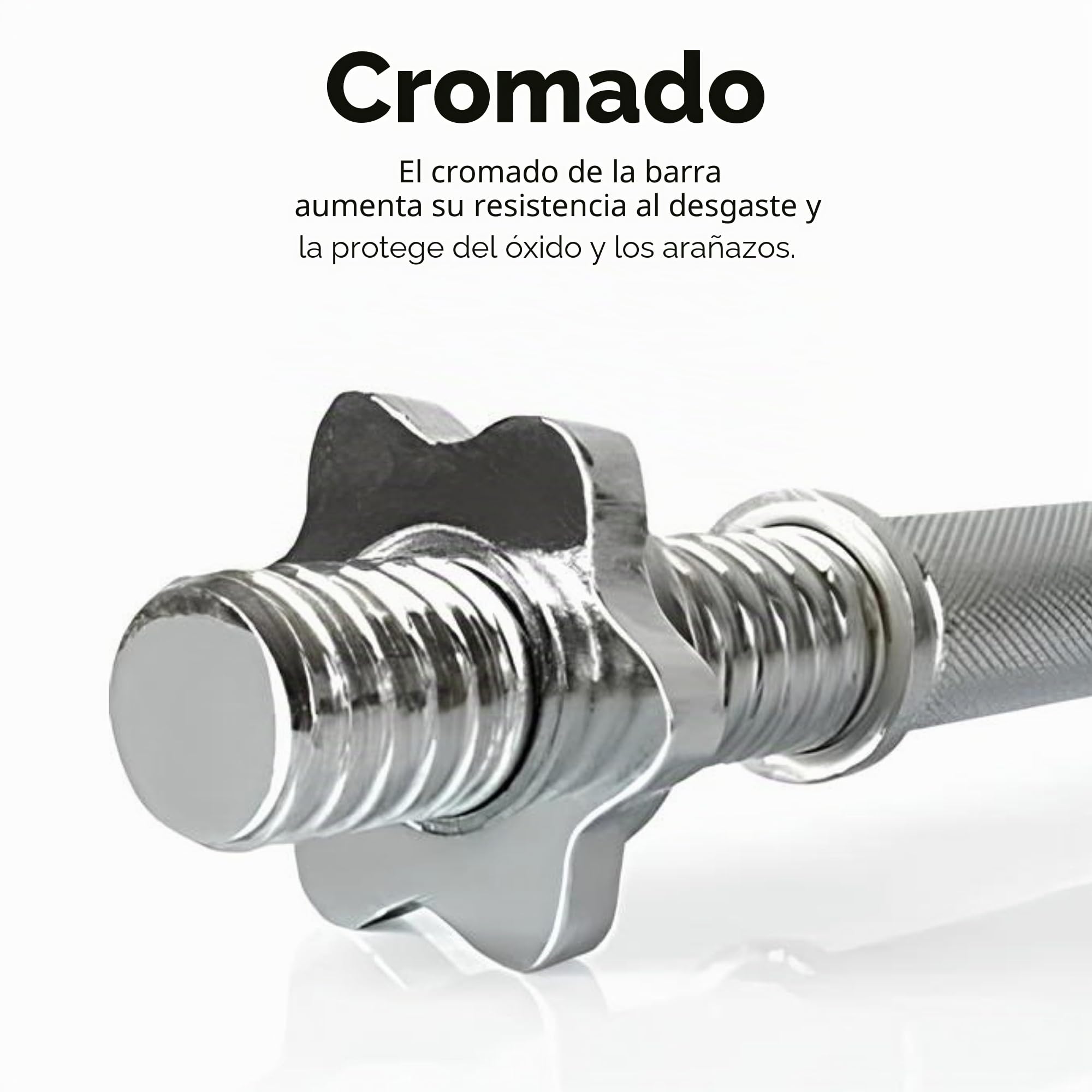 Barra de gimnasio de acero DONATIF con discos incluidos – Barra de 28 mm cromada, 200 cm (10 kg) – Equipamiento de gimnasio en casa – Gimnasio en casa – Entrenamiento óptimo en casa