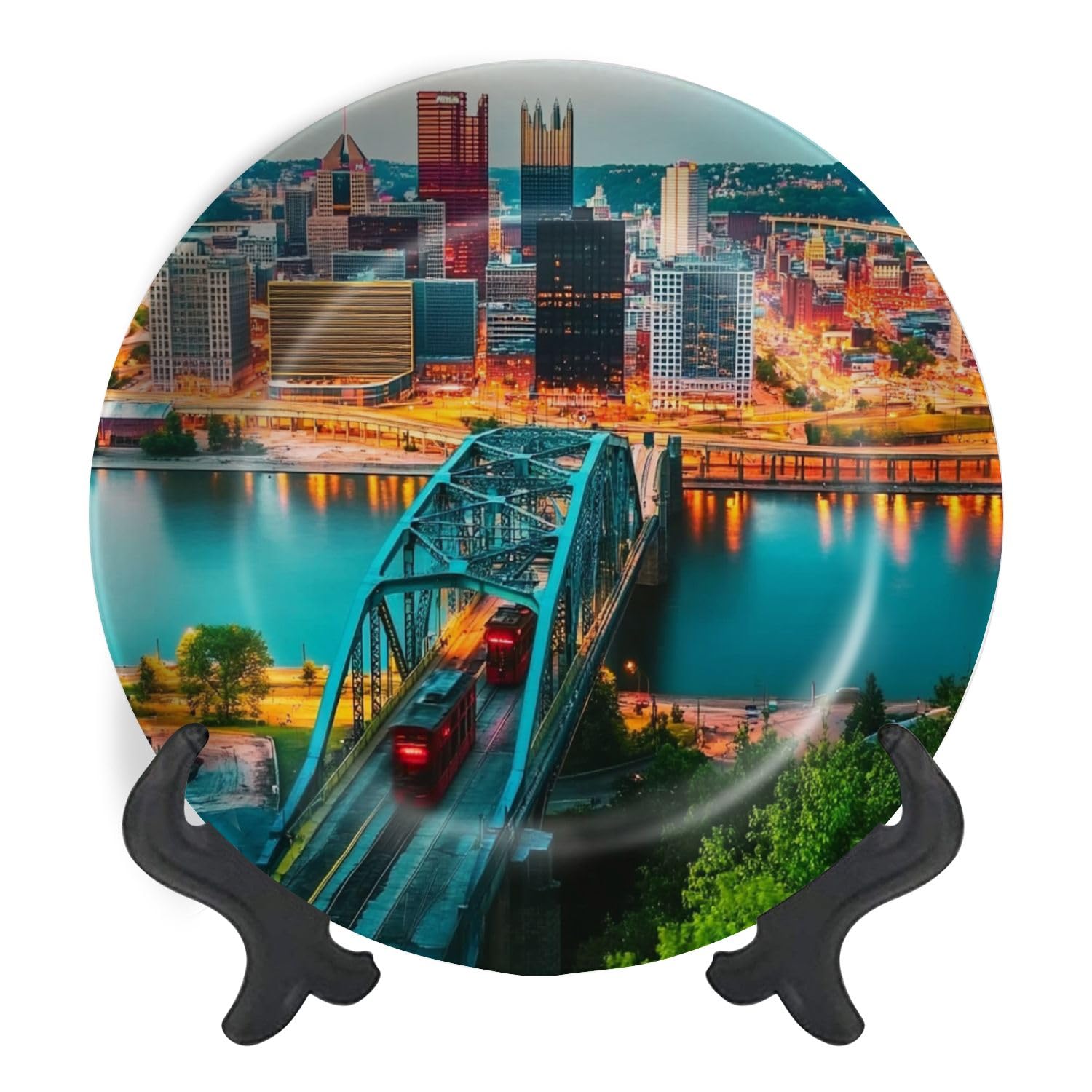 Decorative Plates for Display Pittsburghpennsylvaniausa 2017 08 20 Beautiful Pittsburgh Sunset Gift Plates Ceramic Collections Plates Hanging Artwork for Living Dining Room Kitchen Souvenir