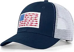 Chapéus de caminhoneiro com bandeira de peixe americano - presentes de pesca para homens - bonés de pesca snapback para uso ao ar livre perfeitos para acampamento e uso diário