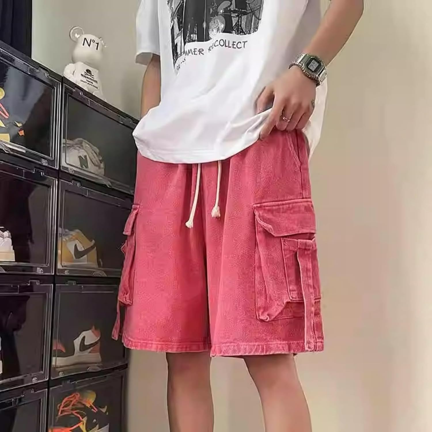 Long Baggy Jean Shorts Jorts Baggy Short Jeans Y2K Jorts Short Jeans with Pockets Trendy Baggy Summer Jorts