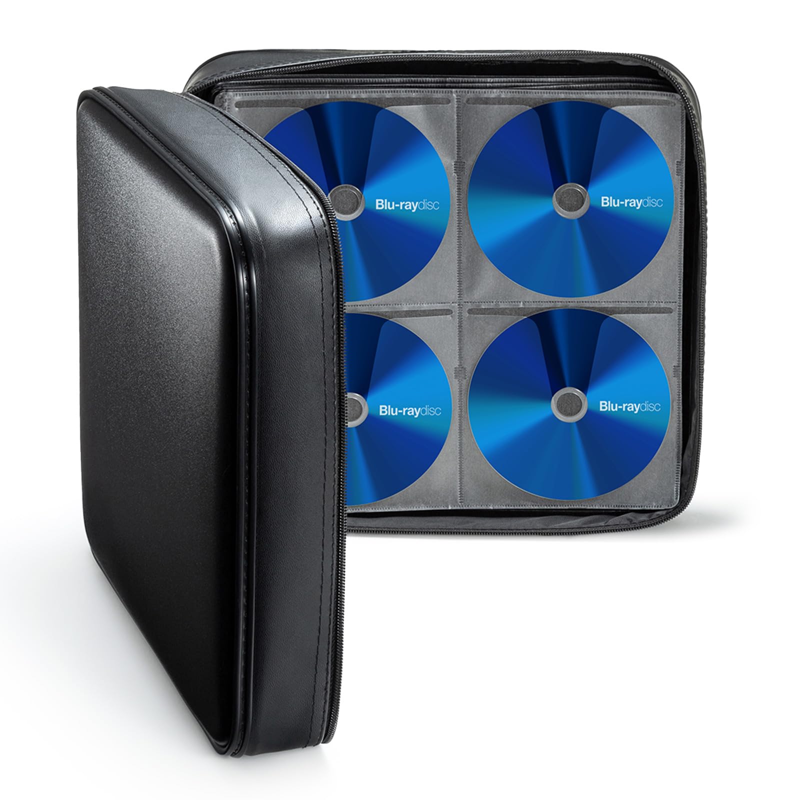 SANWA Pochette CD 320 Capacités, Étui de Rangement DVD VCD avec Poignée et Fermeture Éclair, Imperméable, Protection Boîtier Blu-Ray Disques, Portable pour Musique, Maison, Voiture, Bureau, Noir