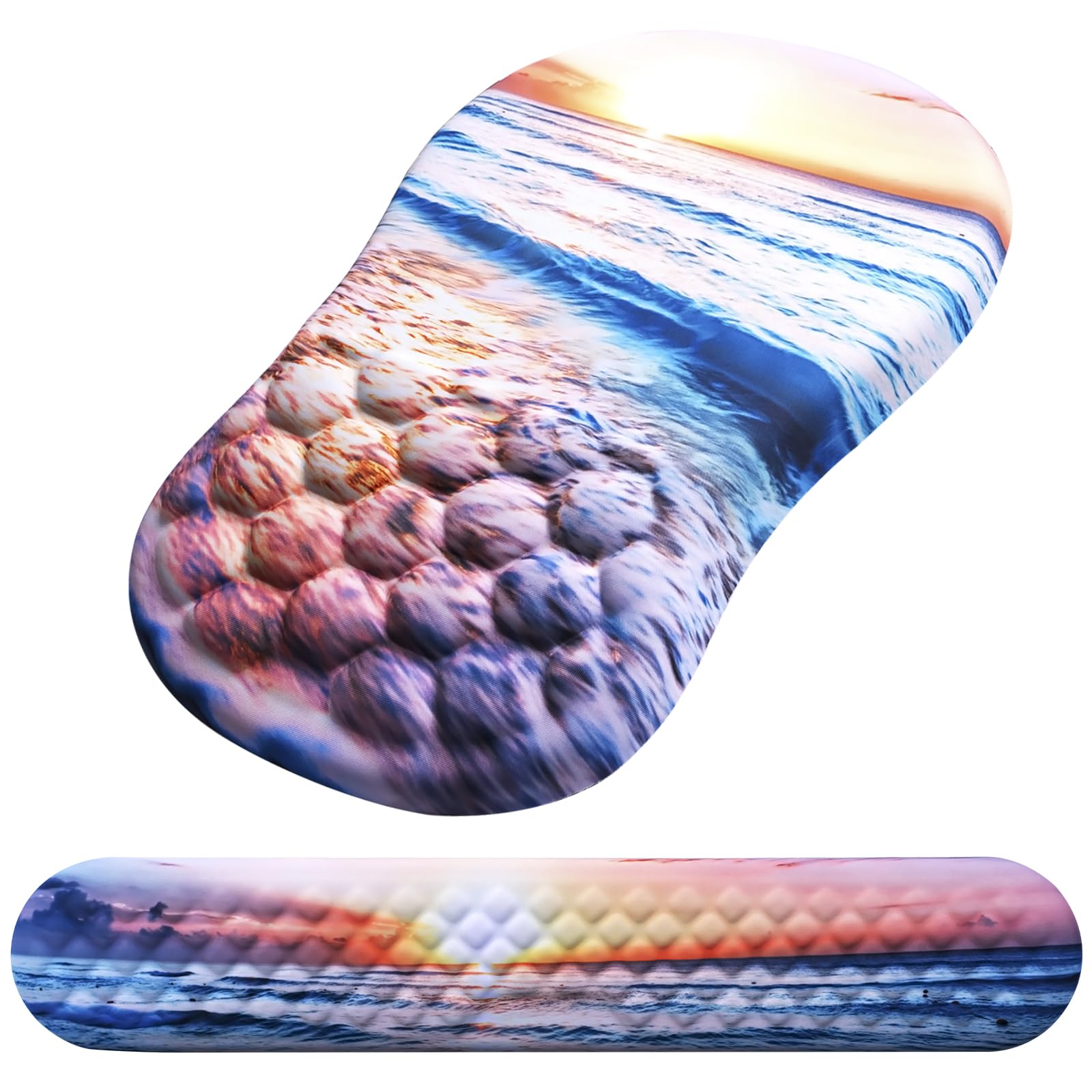 Mouse Pad Wrist Support, Laokiiy 2 in1 Keyboard Wrist Rest+ Ergonomic Mouse Pad, Non-Slip Wrist Rest for Computer Keyboard, Made Easy Typing & Relieve