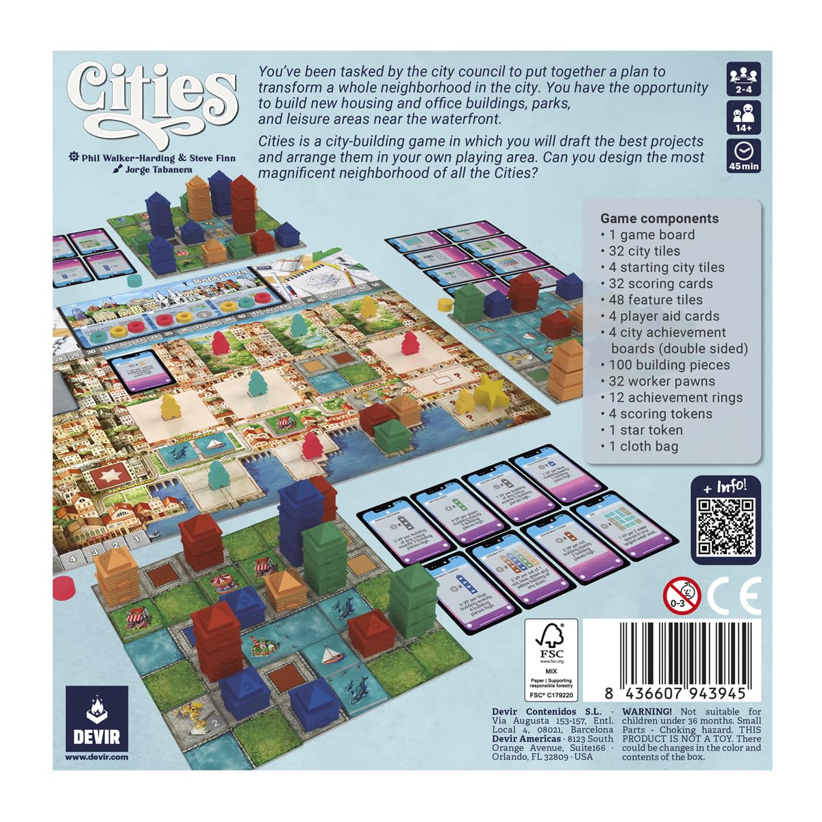 DEVIR - Città- Azione e risorse Gioco di costruzione della città - Giochi da tavolo competitivi e strategici per adulti e bambini - da 2 a 4 giocatori, per bambini dai 10 anni in su