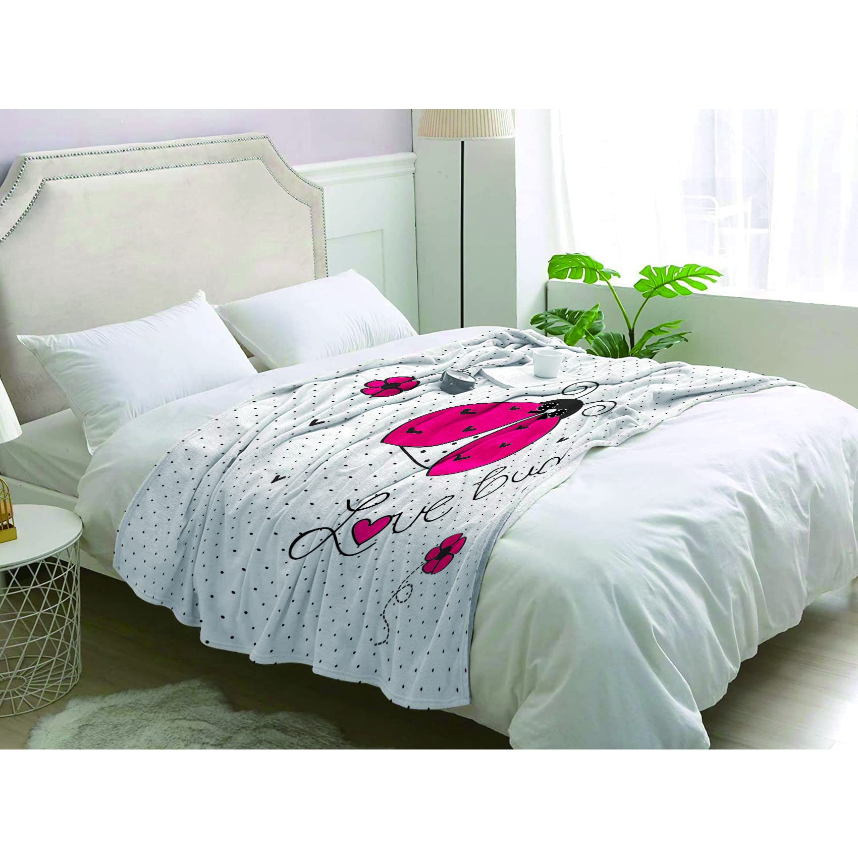 Plaid blanc couverture polaire 200x200 BUKITA couverture 2 personnes flanelle jeté de canapé
