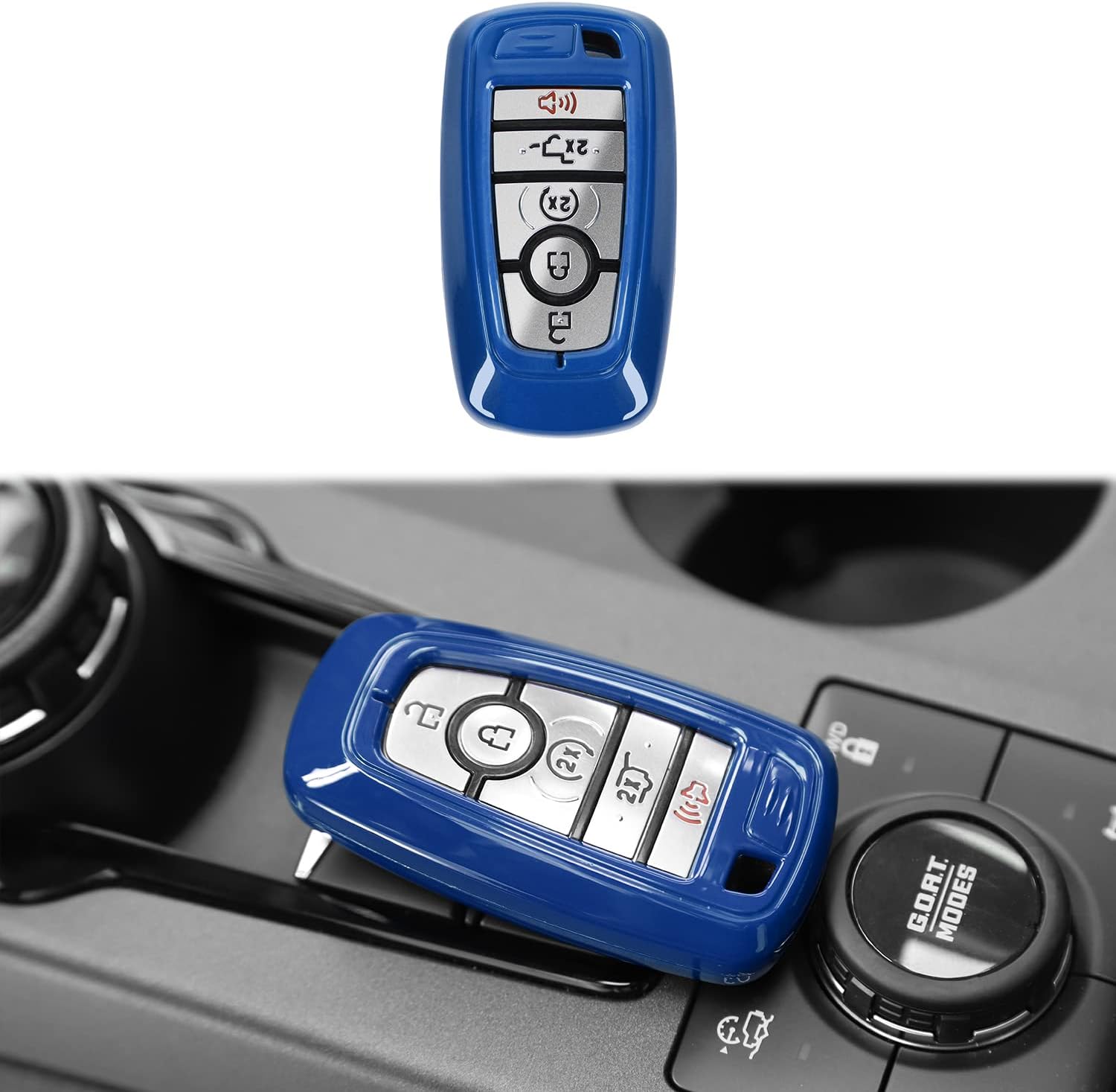 HTHE for Ford Bronco/Sport Key Fob Shell Case , Key Protecte Cover Compatible with Ford Bronco/Sport 2021 2022 2023+ (ABS,Blue)
