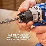 Kreg 20V Perceuse compacte de 1/2" d'Ionic Drive 20V Chargeur d'ions bleus & 2Ah Pile Pack - Perceuse professionnelle sans fil avec conception compacte - pour le travail du bois & Tous les jours DIY Demandes - KPTBDR050A