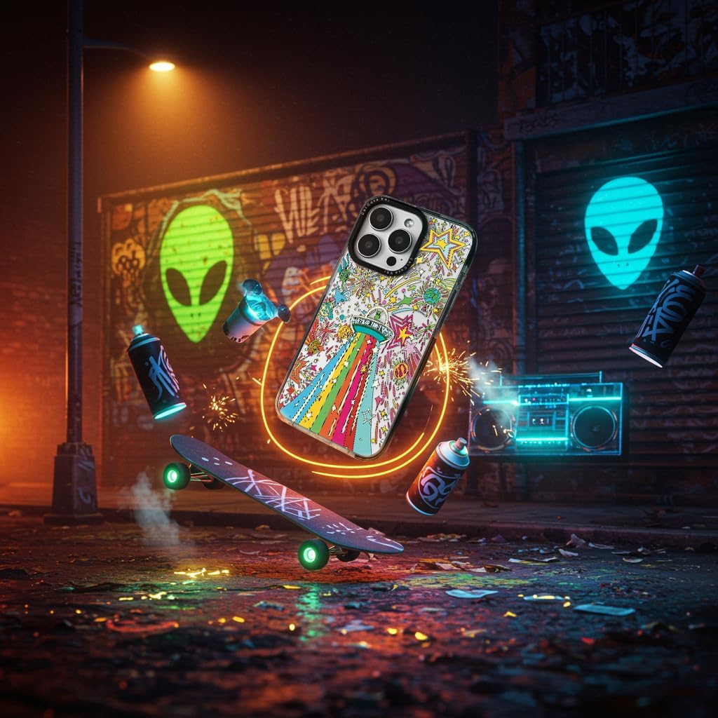 for iPhone 15 Case, Psychedelic UFO Fireworks Pattern with Rainbow Beams, Military-Grade Drop Protection, Cute Cosmic Soft Slim TPU Protective Cover with Camera Protection for Teens - Image 9