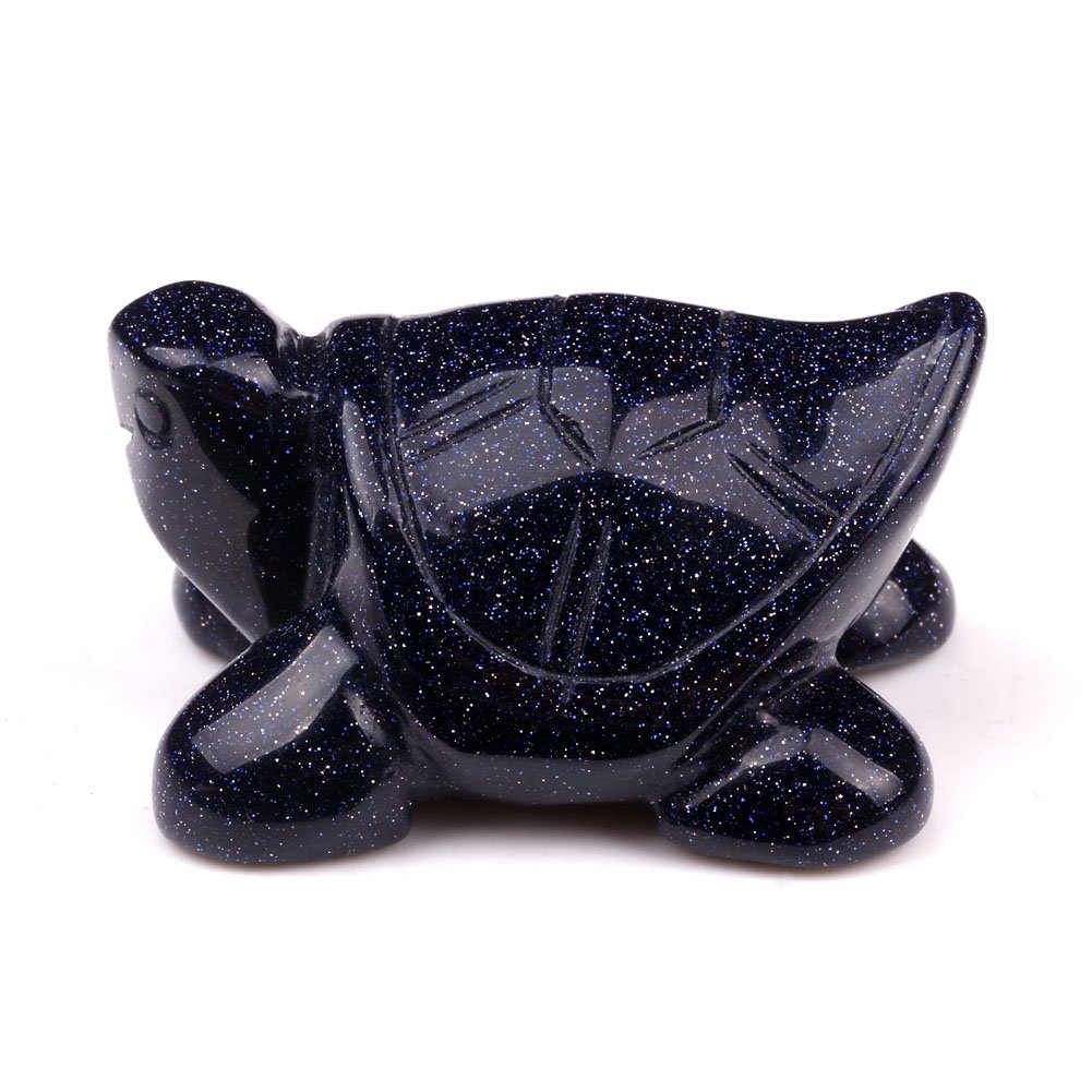 Talisman Good Luck Turtle Blue Goldstone Gemstone Carving