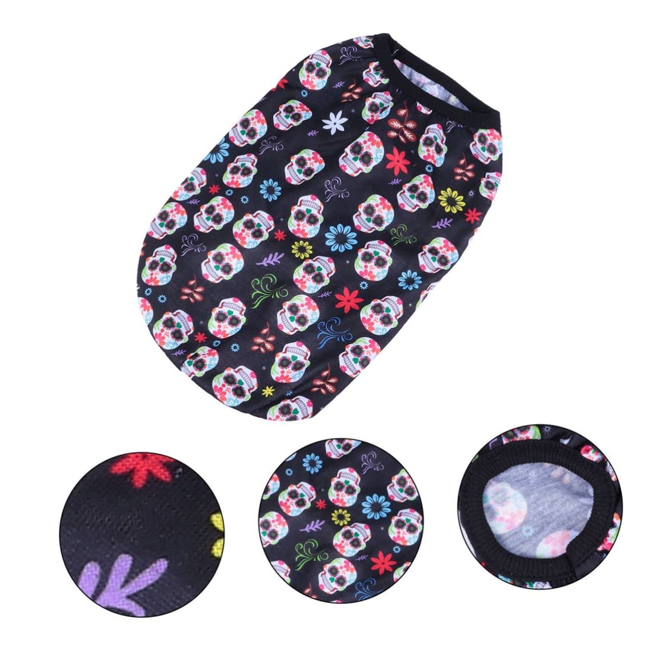 Hohopeti Dog Halloween Costume Skull Sweatshirt Adjustable Warm Pet Clothes for Party and Daily Wear, White, XXL
