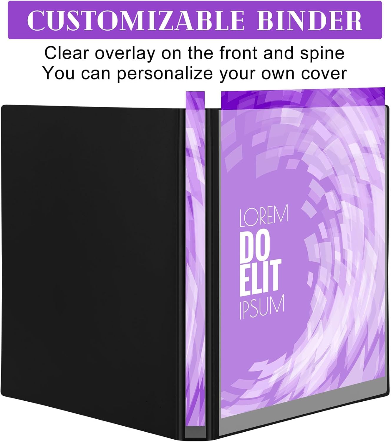 Fulmoon 24 Pcs 3 Ring Plastic Binders Bulk with 2 Pockets Flexible Binder with Transparent View Cover Plastic Binder for Home Office(1/2 Inch,Black)