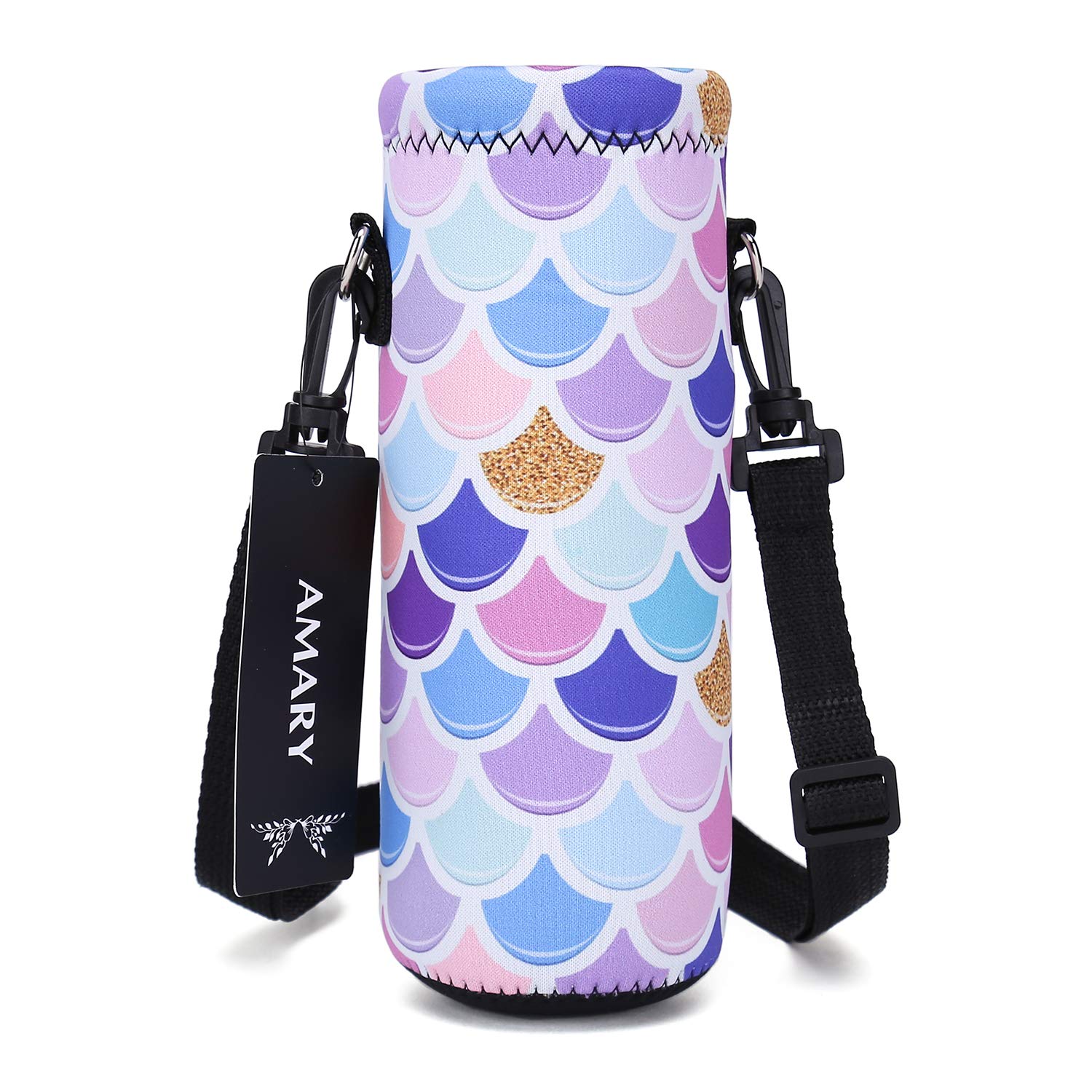 AMARY 750ML Neoprene Water Bottle Carrier Bag with Adjustable Shoulder Strap,Insulated Water Bottle Cover for Stainless Steel/Glass/Plastic Bottles