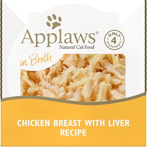 Miniatura 1 de Applaws Alimento húmedo para gatos, 18 unidades, ingredientes limitados, ollas de comida para gatos, pollo con hígado en caldo, ollas de 2.12 onzas