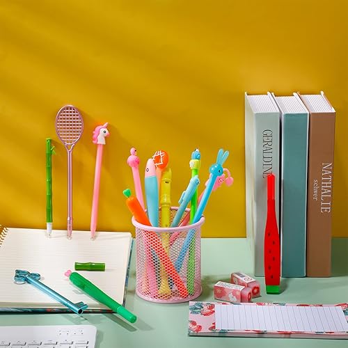 Vista 5 de Chuangdi 15 bolígrafos lindos de dibujos animados para niñas, divertidos a granel, divertidos, unicornio, cactus, kawaii, novedosos, animales