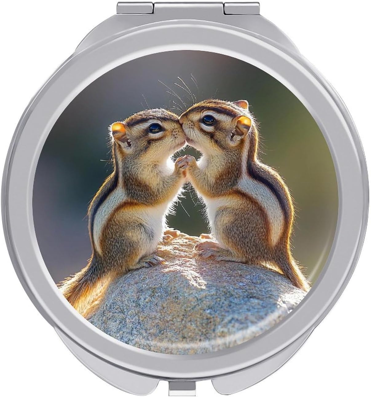 Chipmunks Kissing Compact Makeup Mirror Mini Foldable Cosmetic Mirror Portable Travel Mirror for Purse Pocket