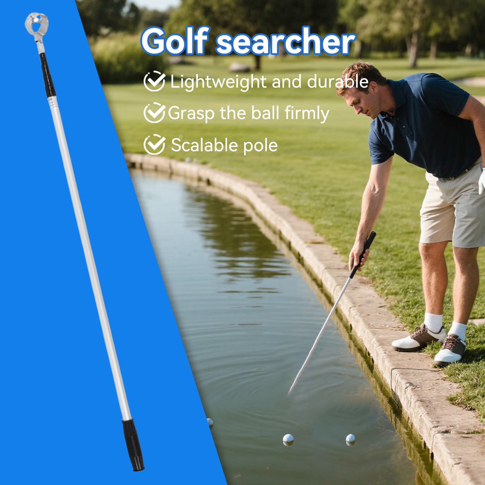 Agatige Retriever per Palline da Golf, Recuperatore per Palline da Golf in Lega di Alluminio Telescopico per Strumento Ventosa per Raccogliere Palline da Golf