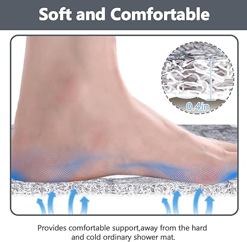 Miniatura 4 de Alfombrilla de ducha antideslizante alfombrilla antideslizante de esponja suave y cómoda con orificio de drenaje, alfombrillas cuadradas de 24 x 24