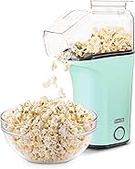 DASH Hot Air Popcorn Popper Maker with Measuring Cup to Portion Popping Corn Kernels + Melt Butter, 16 Cups - Aqua