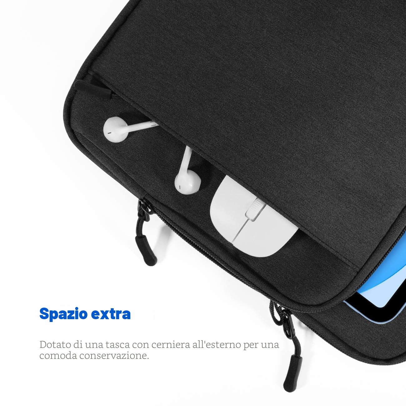 Dadanism 9-11" Tablet Borsa Portatile con Tracolla per iPad (A16) 11", iPad Air M4/M3/Pro M5/M4 11", iPad 10a Gen/Air 5 10,9", iPad 9/8/7a Gen 10,2", Galaxy Tab A11+ 11", Tab M11 11", Nero Grigio