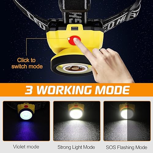 Miniatura 2 de Faro LED de 395 nm, luz negra UV, luz COB, color blanco, 2 en 1, traje ligero para el hogar, al aire libre, camping, mascotas, manchas de orina,