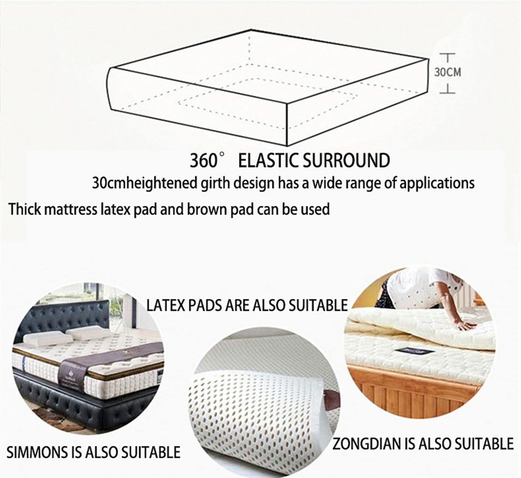 Gesteppte Matratze Pad Protector Atmungsaktiv Solide Farbe Elastische Bettlaken Crystal Velvet Twin Matratze Abdeckung Bettdecke (Farbe : Grau, Größe : 200x220cm)