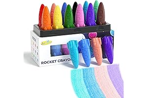 12 Toddler Safe Rocket Crayons, Non-Toxic