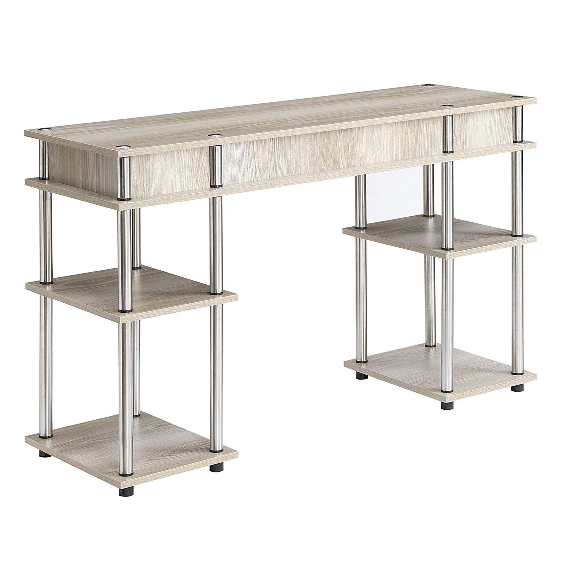 Convenience Concepts Designs2Go No Tools Student Shelves Desk, 47.25" L x 15.75" W x 30" H, Ice White