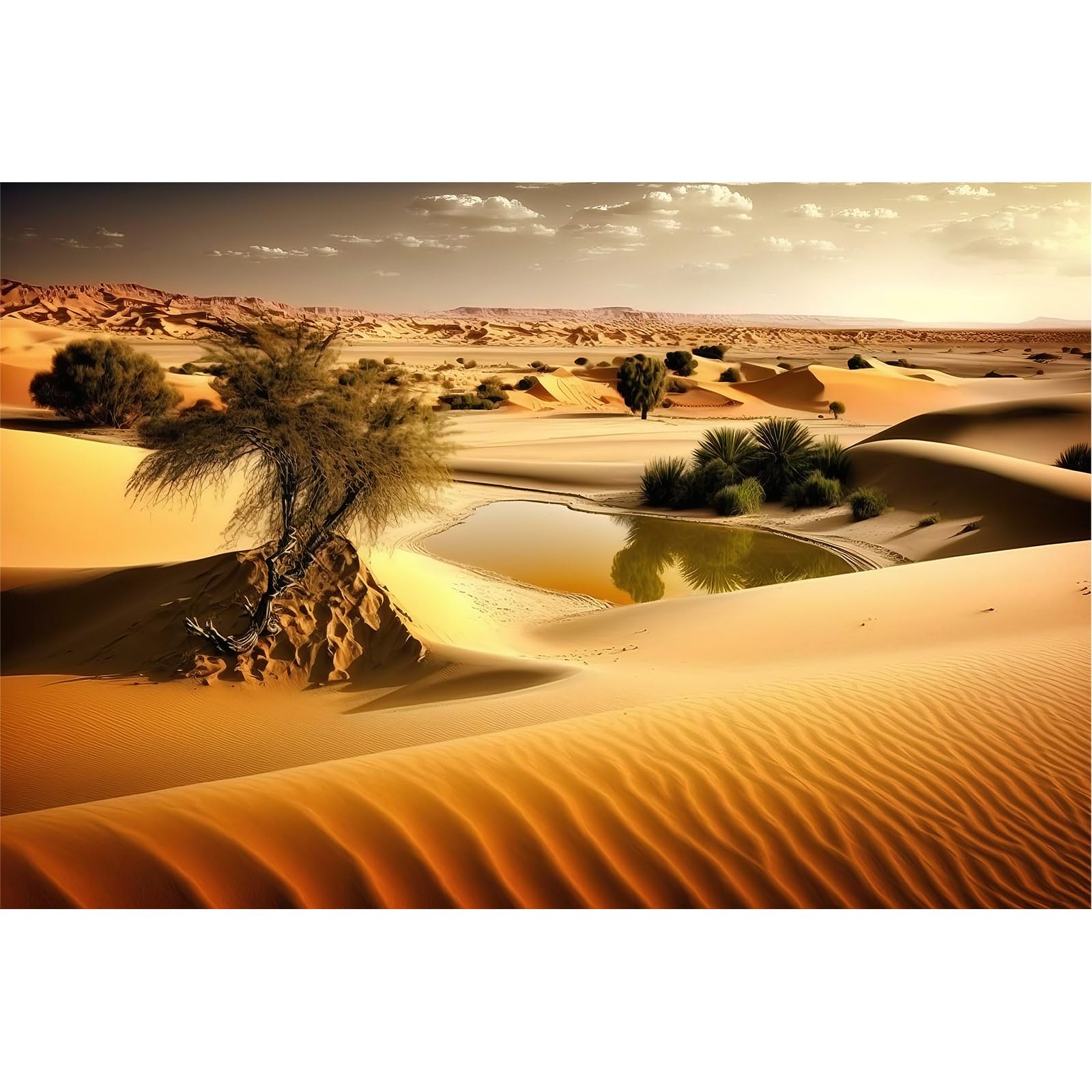 Riivvdise Reptile Habitat Background Sky Oasis Mountain Sun and Desert Scenery Terrarium Background Aquarium Background Durable Polyester Background Backdrop Vinyl 72x16in