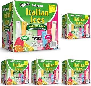 Wyler's Authentic Italian Ice Fat Free Freezer Bars Original Flavors 2oz bars, 96 count (Pack of 5)