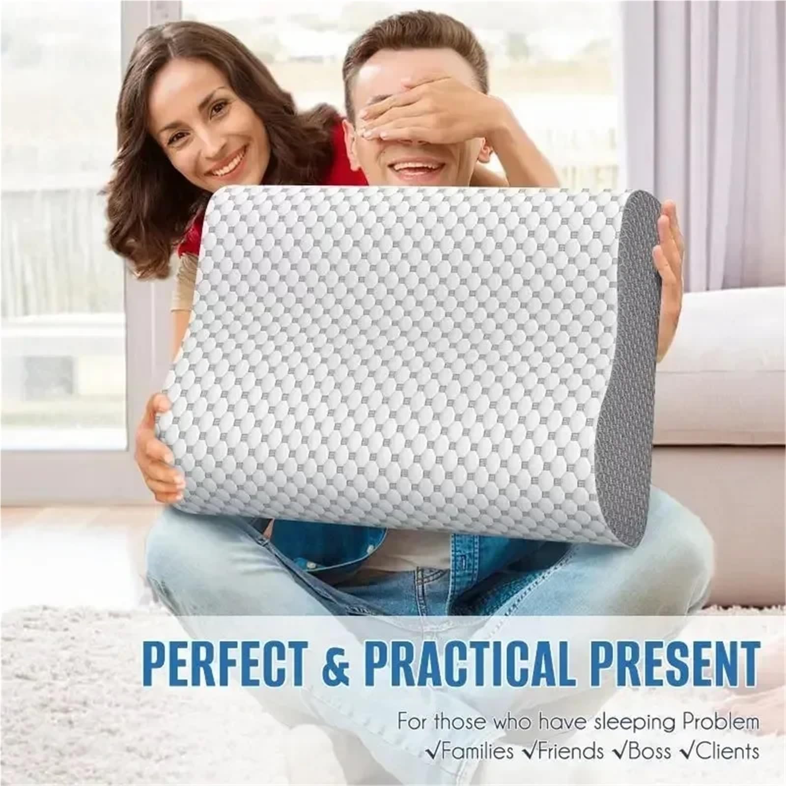 Almohada De LáTex Almohada de Esponja con Memoria for Cuello y Hombros, Almohada for sueño Profundo, Transpirable, Rebote Lento, Suave Fresca