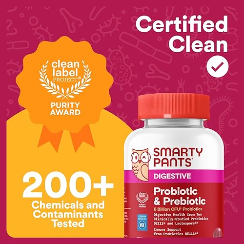Miniatura 10 de SmartyPants Gomitas probióticas y prebióticas para adultos para la salud digestiva suplemento de salud intestinal de 6 mil millones de UFC,