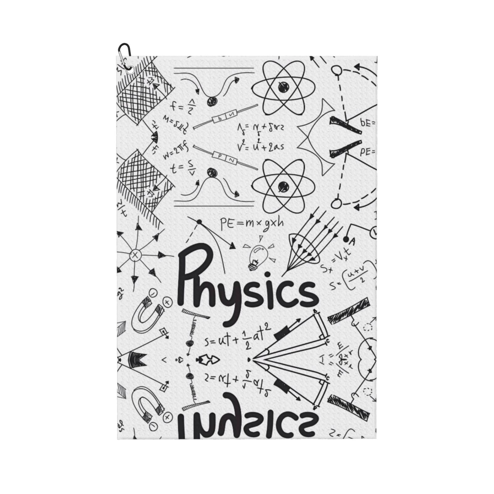 ZHAOUR Physics Print Print Golf Towel for Men & Women â€“ Perfect for Golf, Yoga, Gym, Hiking with Carabiner Clip