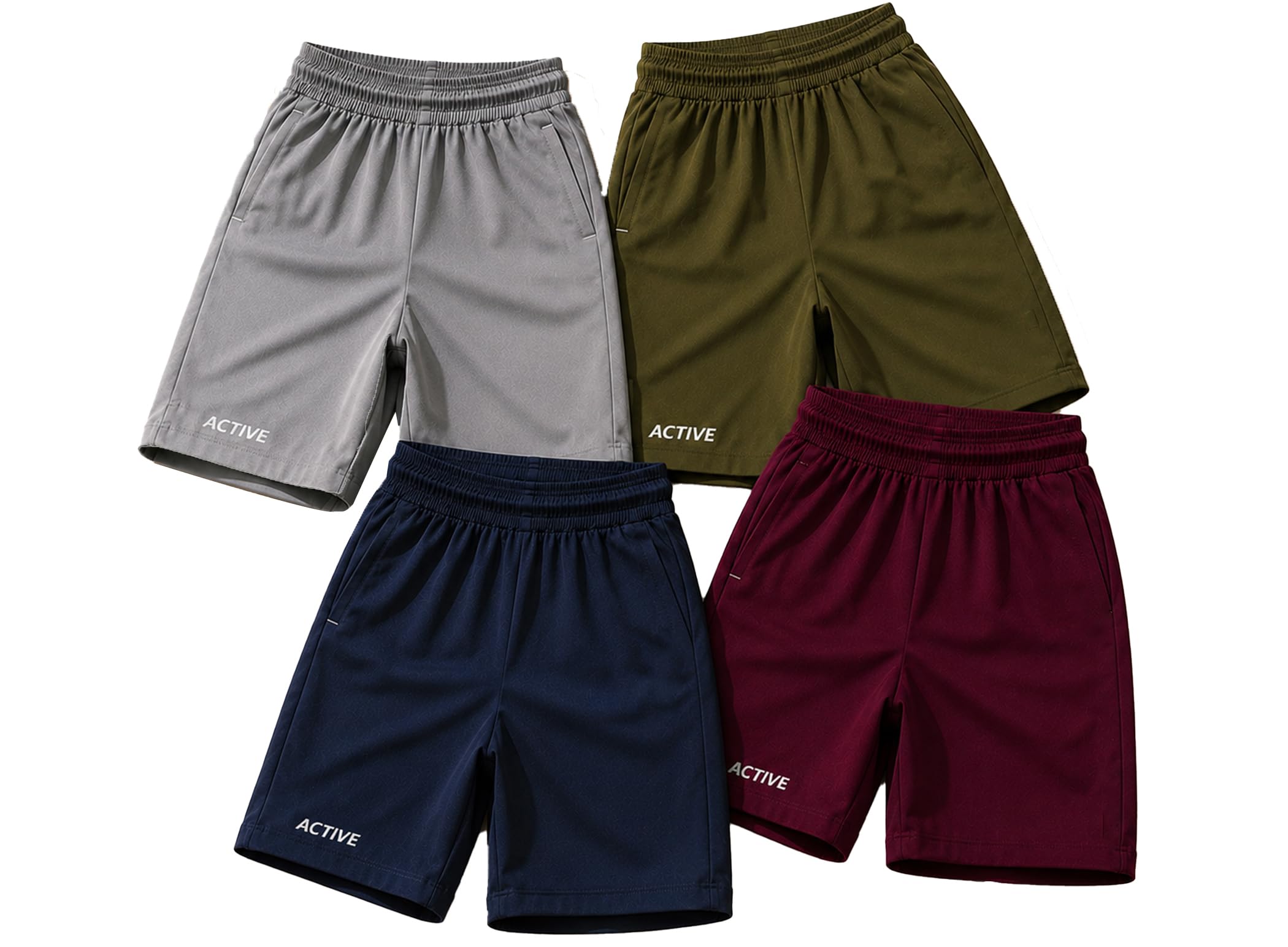 ausk Men's Running Gym Workout Sports Shorts with Elastic Waistband Side Pockets Quick Dry Breathable Activewear Shorts for Men Combo Pack of 4-picture-56