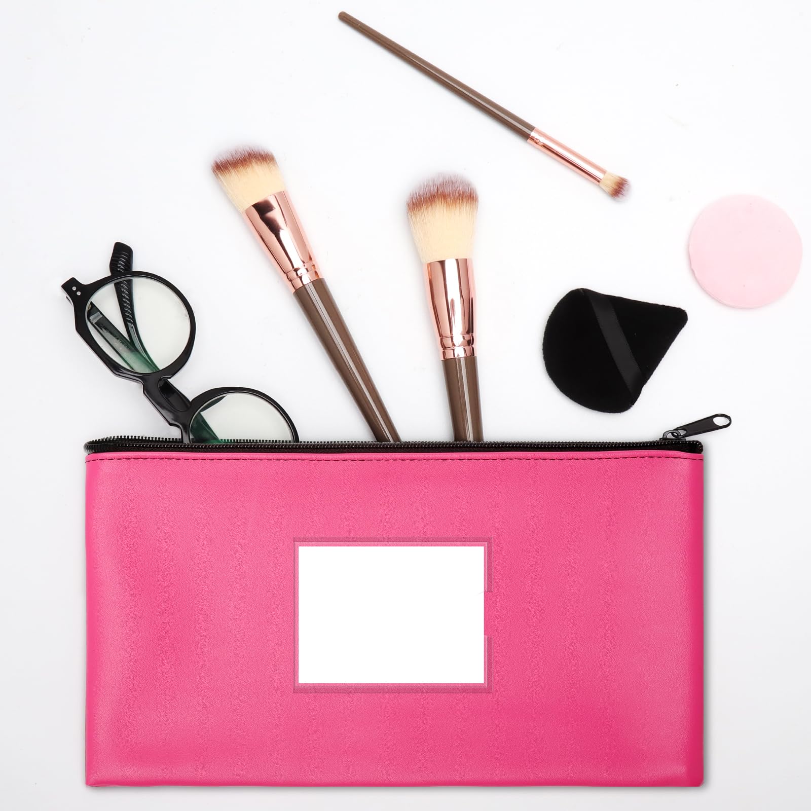 Bolsa para Guardar Dinero con Cremallera 28x16cm PU Cuero Impermeable para Billetes y Pasaportes
