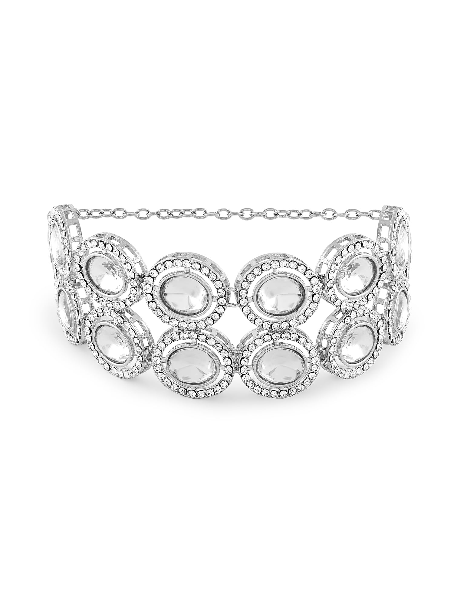ZAVERI PEARLS Silver Tone Dazzling Austrian Diamonds & Stones Embellished Broad Bracelet For Women-ZPFK17578 (B0CWP2J2YV) Amazon Price History, Amazon Price Tracker