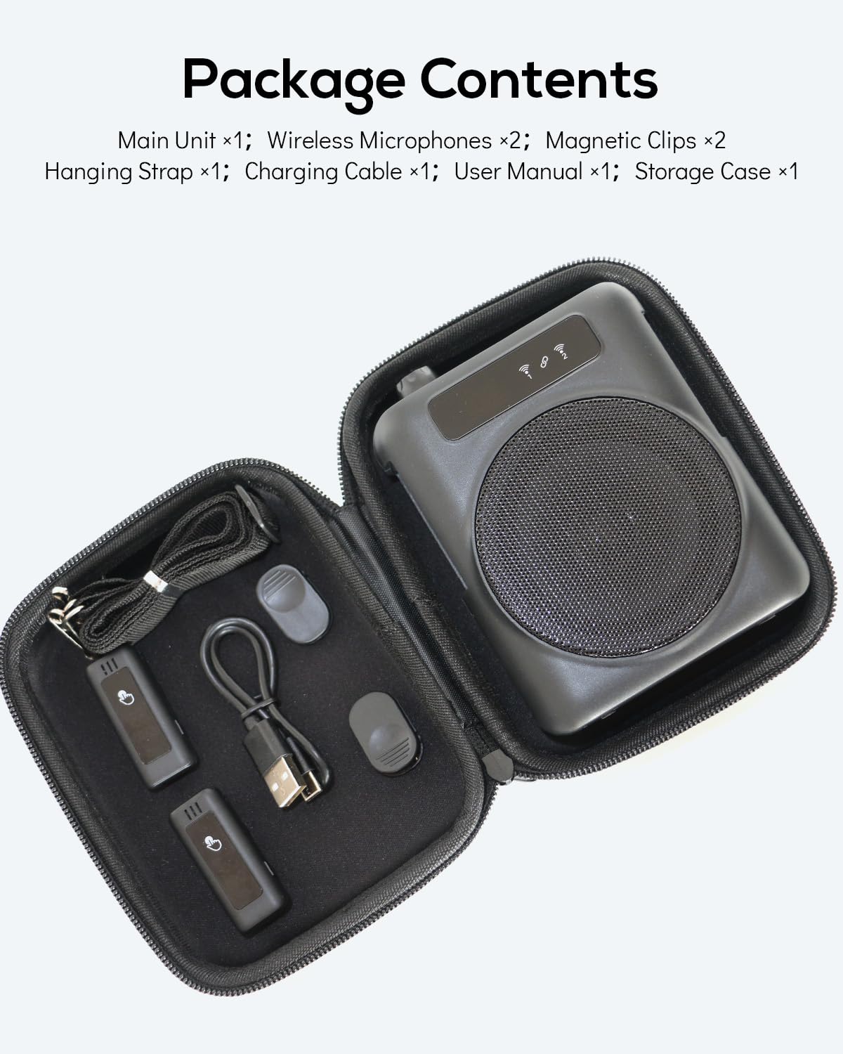 Amplificatore vocale portatile con microfono lavalier, ricaricabile 2000mah Batteria Sistema PA amplificatore vocale mini per insegnanti, guida turistica, allenatori, presentatori (Black)