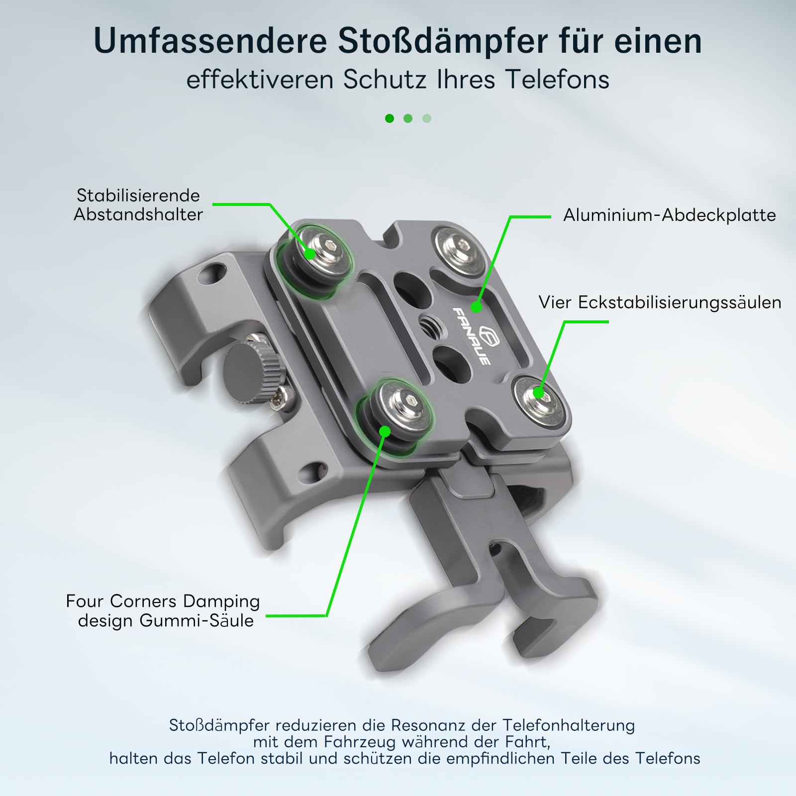 FANAUE CPC-DG09SA Handyhalterung mit 1" Kugel, Kompatibel mit RAM Halterung B Größe Doppelsockelarm und Motorrad Handyhalterung für 5,5-7" Phones mit stoßdämpfenden Eigenschaften Robust und stabil.