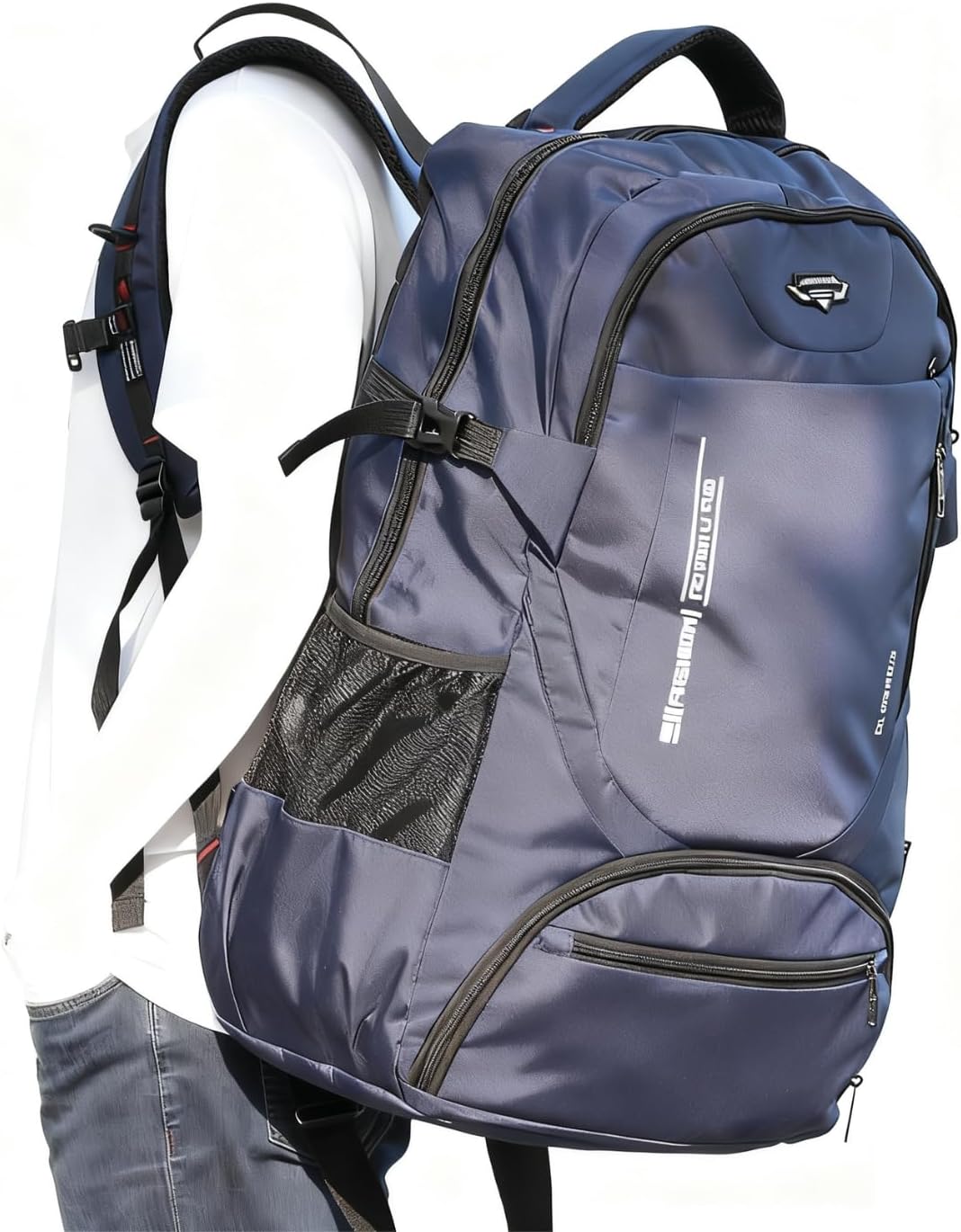 80L Large Travel Backpack for Men & Women, Lightweight Water-Resistant Hiking Backpack with Shoe Compartment, Foldable Daypack Rucksack for Travel Camping College Black
