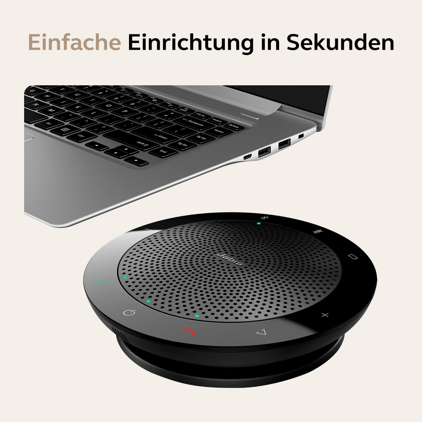 Jabra Speak 510 Konferenzlautsprecher, Unified Communications zertifizierter tragbarer Lautsprecher mit USB-Anschluss, Für Laptop, Smartphone und Tablet
