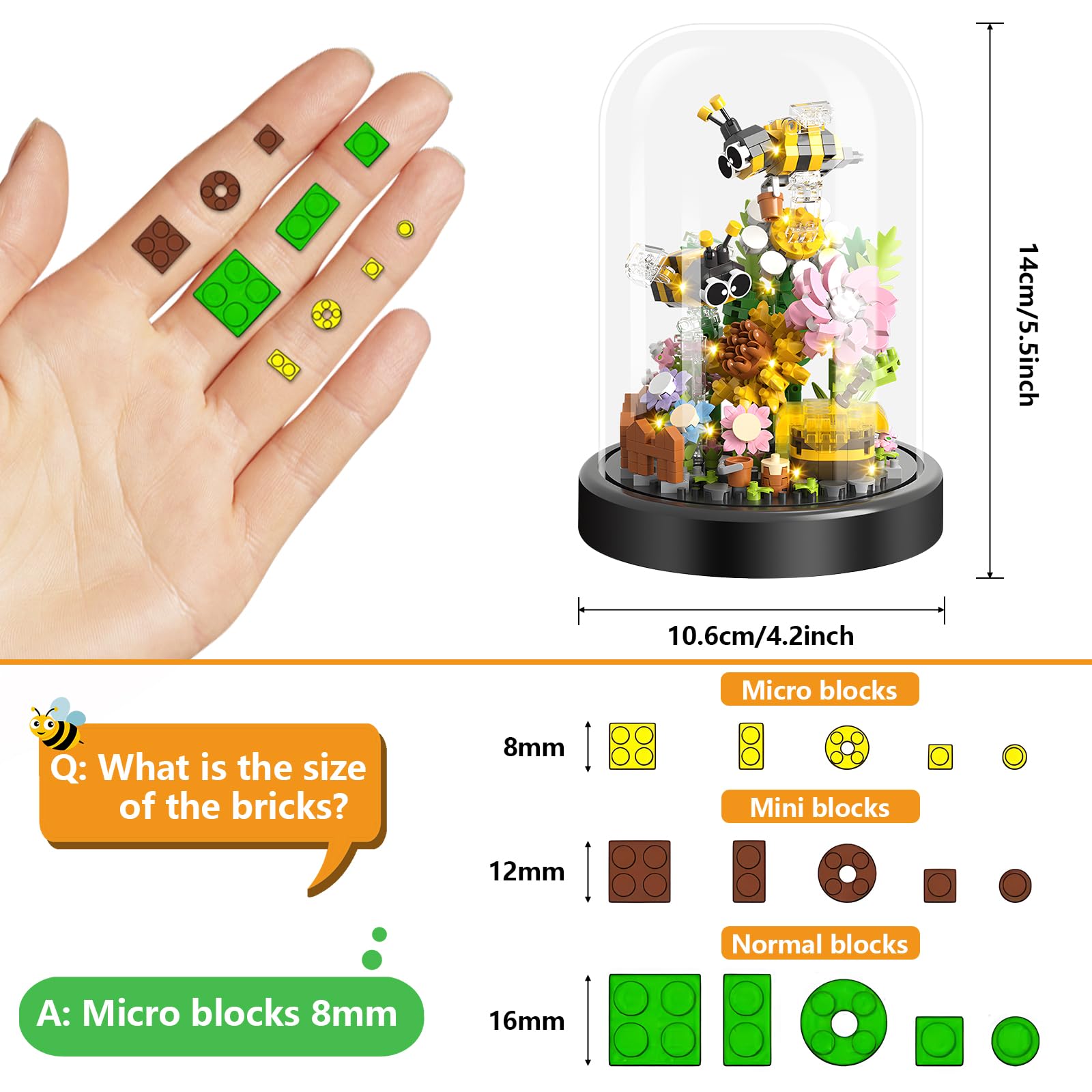 AKOGD Blocs de Construction de Panda avec Fleurs, Kit de Construction de Fleurs et Plantes avec Couvercle Anti-poussière, Mini Collection AKOGD Blocs de Construction de Panda avec Fleurs, Kit de Construction de Fleurs et Plantes avec Couvercle Anti-poussière, Mini Collection