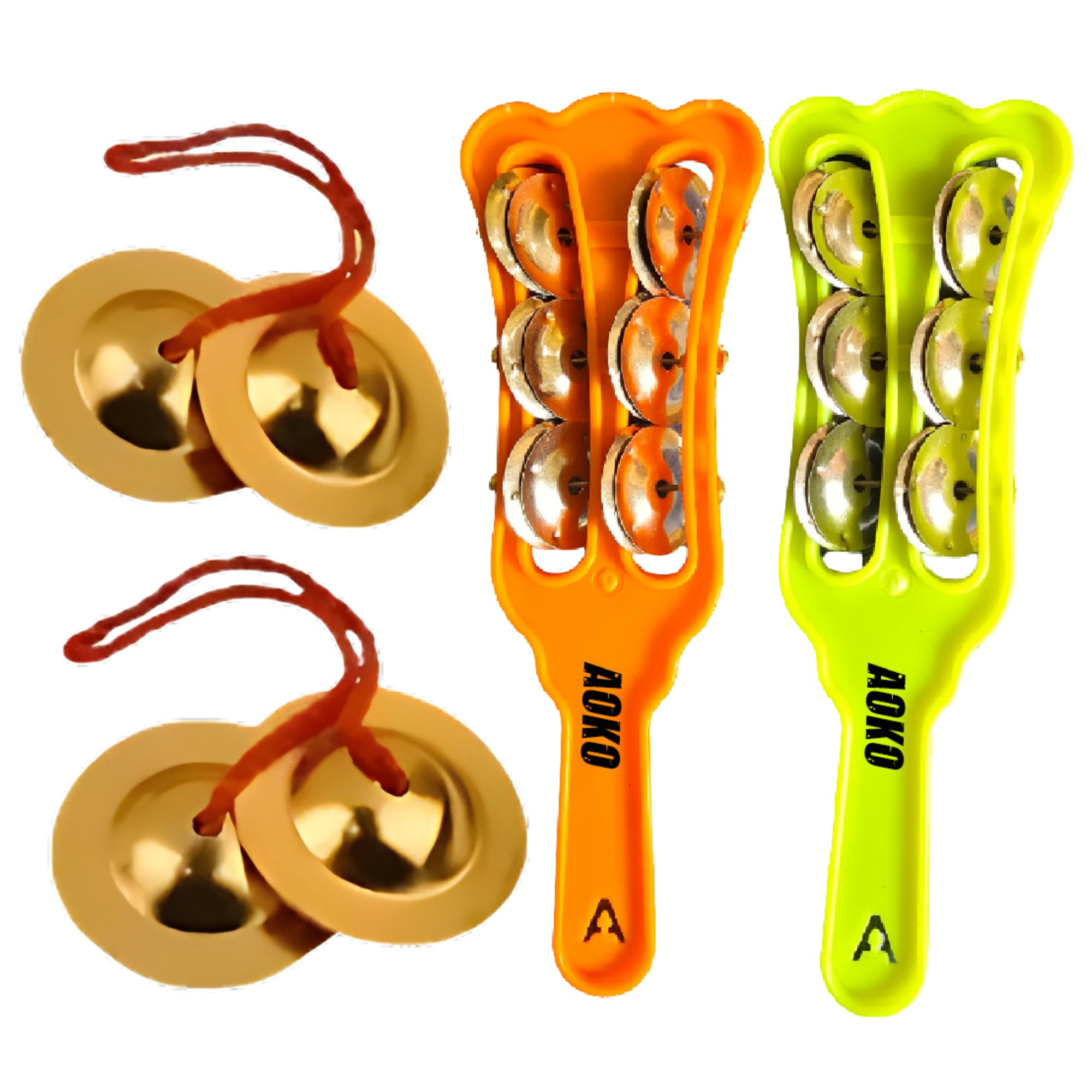 AOKO Khartal Hand Cymbals with 2 Pair of Manjeeras | Traditional Indian Instrument | Kartal Instrument | Ideal for Bhajan | Folk Music | School Performances